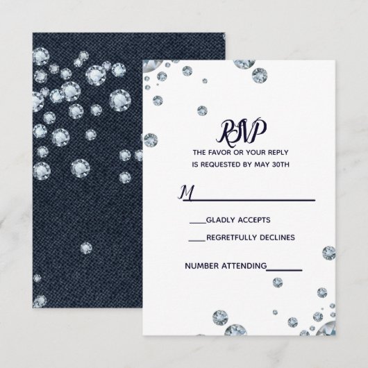 Denim & Diamonds Blue Jeans Bling Glam RSVP (Voorkant / Achterkant)