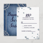 Denim & Diamonds Blue Jeans Bling Glam RSVP (Voorkant / Achterkant)