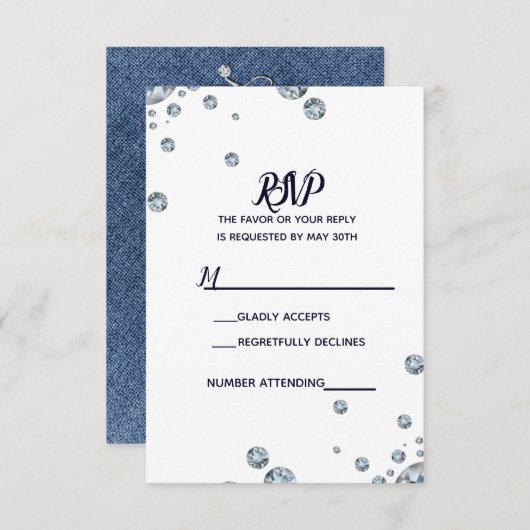 Denim & Diamonds Blue Jeans Bling Glam RSVP (Voorkant / Achterkant)
