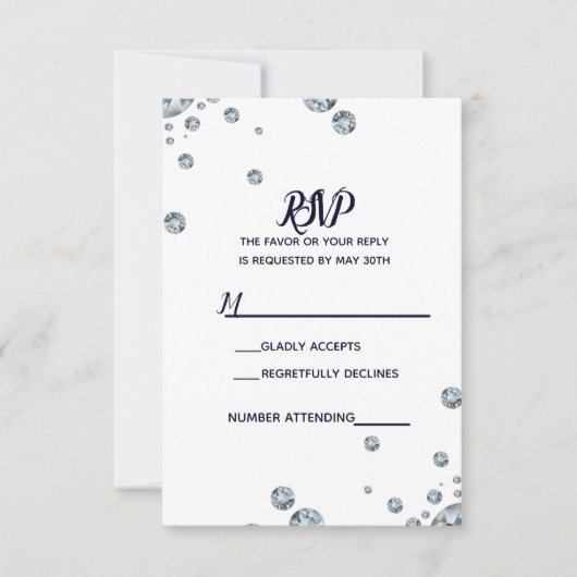 Denim & Diamonds Blue Jeans Bling Glam RSVP Kaartje (Voorkant)