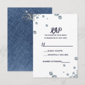 Denim & Diamonds Blue Jeans Bling Glam RSVP Kaartje (Voorkant / Achterkant)