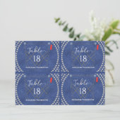 Denim & Diamonds Blue Jeans Bling Party Place Card Feestdagenkaart (Staand voorkant)