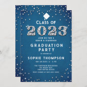 Denim Diamonds Blue Pastel 2023 Graduation Party Kaart (Voorkant / Achterkant)