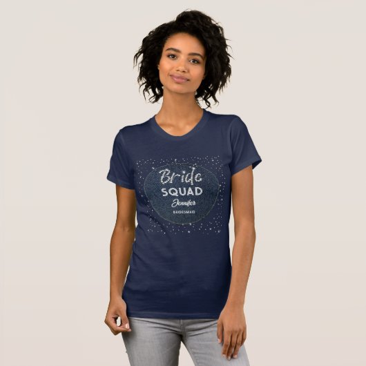 Denim Diamonds Bride Squad Sparkles Bachelorette T-shirt (Voorkant volledig)
