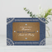 Denim & Diamonds Broek Label Feest Uitnodigingen (Staand voorkant)