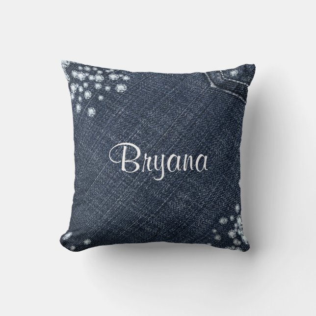 Denim & Diamonds Broeken met Bling Glamour Kussen (Voorkant)