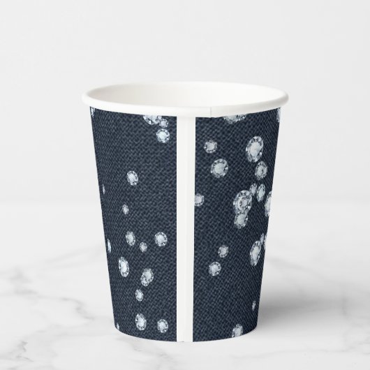 Denim & Diamonds Chic Elegant Birthday Party Papieren Bekers (Rechts)