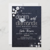 Denim Diamonds Classy Bling 30ste verjaardagsfeest Kaart (Voorkant)