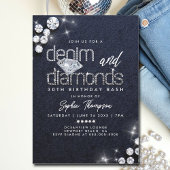 Denim Diamonds Classy Bling 30ste verjaardagsfeest Kaart