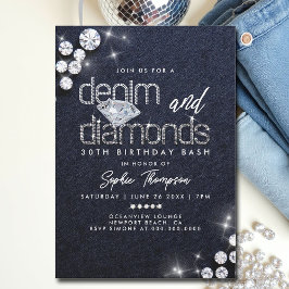 Denim Diamonds Classy Bling 30ste verjaardagsfeest Kaart