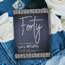 Denim Diamonds Classy Bling 40e verjaardagsfeestje Kaart