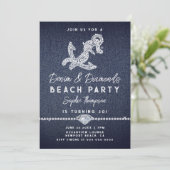 Denim Diamonds Coastal Anchor Beach Birthday Party Kaart (Staand voorkant)