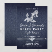 Denim Diamonds Coastal Anchor Beach Birthday Party Kaart (Voorkant / Achterkant)