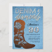 Denim Diamonds Cowgirl Bling Jeans Birthday Party Kaart (Voorkant)