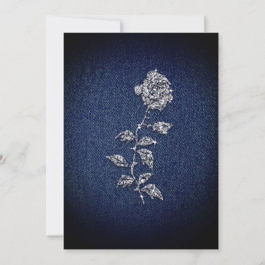 Denim Diamonds Cowgirl Bling Roos Birthday Party Kaart (Achterkant)