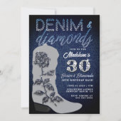 Denim Diamonds Cowgirl Boot Birthday Party Kaart (Voorkant)