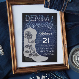Denim Diamonds Cowgirl Boot Bling 21e verjaardag Kaart