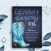 Denim Diamonds Cowgirl Boot Rustiek Verjaardagsfee Kaart