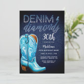 Denim Diamonds Cowgirl Boot Rustiek Verjaardagsfee Kaart (Staand voorkant)