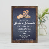 Denim Diamonds Cowgirl Boots Pet Verjaardagsfeestj Kaart (Staand voorkant)