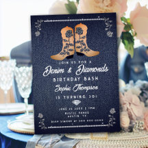 Denim Diamonds Cowgirl Boots Rozen Birthday Party