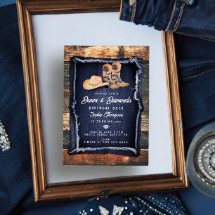 Denim Diamonds Cowgirl Chic Rustiek Verjaardagsfee Kaart