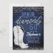 Denim Diamonds Cowgirl Laarzen Land 50ste Verjaard Kaart (Voorkant)