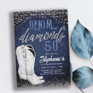 Denim Diamonds Cowgirl Laarzen Land 50ste Verjaard Kaart