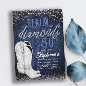 Denim Diamonds Cowgirl Laarzen Land 50ste Verjaard Kaart