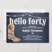 Denim Diamonds Cowgirl Laarzen Rozen 40e Verjaarda Kaart (Voorkant)