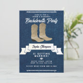 Denim Diamonds Cowgirl Laarzen Rustieke Bacheloret Kaart (Staand voorkant)