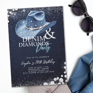 Denim Diamonds Cowgirl Pet 30ste verjaardagsfeestj Kaart