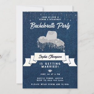 Denim Diamonds Cowgirl Pet Strass Bachelorette Kaart