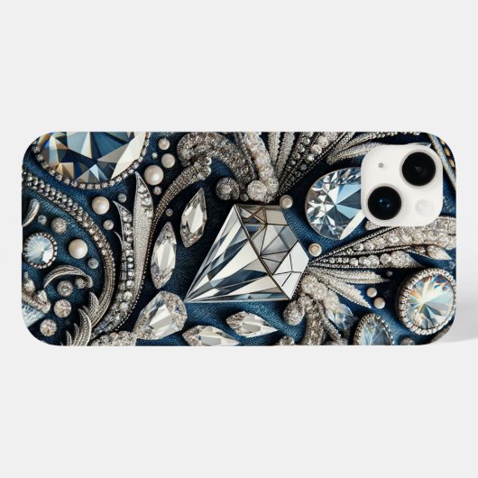 Denim & Diamonds Edelsteen Bling Jean Case-Mate iPhone Case (Achterkant (horizontaal))