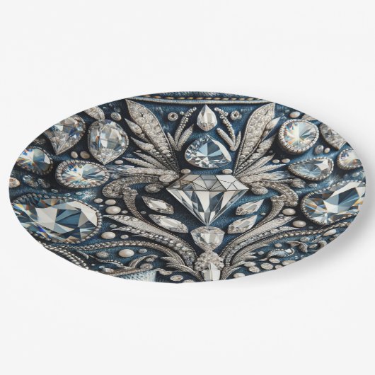 Denim & Diamonds Edelsteen Spijkerbroek Verjaardag Papieren Bordje (Gekanteld)