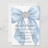 Denim Diamonds Elegant Blue Watercolor Bow Kaart (Voorkant)