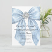 Denim Diamonds Elegant Blue Watercolor Bow Kaart (Staand voorkant)