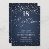 Denim Diamonds Elegant Glitter Blauw 18e verjaarda Kaart (Voorkant / Achterkant)