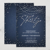 Denim Diamonds Elegant Glitter Blauw 30ste verjaar Kaart (Voorkant / Achterkant)