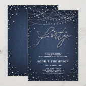 Denim Diamonds Elegant Glitter Blauw 40ste verjaar Kaart (Voorkant / Achterkant)