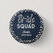Denim Diamonds Elegant Navy Bachelorette Bride Ronde Button 3,2 Cm (Voorkant)