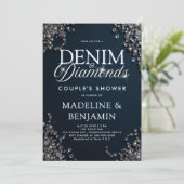 Denim Diamonds Elegante Bruiloft van het Rustieke Kaart (Staand voorkant)