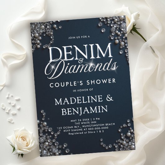 Denim Diamonds Elegante Bruiloft van het Rustieke Kaart