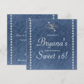 Denim & Diamonds Embleem Sweet 16 Uitnodiging (Voorkant / Achterkant)