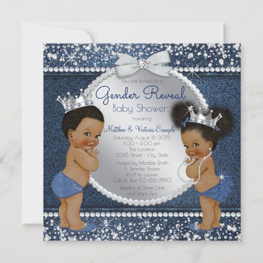 Denim Diamonds Etnische geslachtsonthulling Shower Kaart (Voorkant)