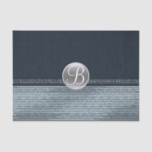 Denim Diamonds Fonkelende Glam Monogram Initiaal Tissuepapier (Voorkant)