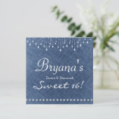 Denim Diamonds Fonkelende Glitters Uitnodiging Zoe (Staand voorkant)