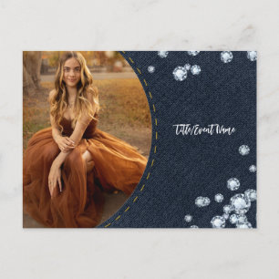 Denim & Diamonds Foto Briefkaart Party Invitation