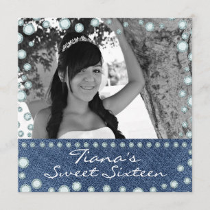Denim Diamonds Foto Foto Sweet 16 Uitnodiging