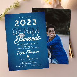 Denim Diamonds Foto Modern Chic Graduation Party Kaart